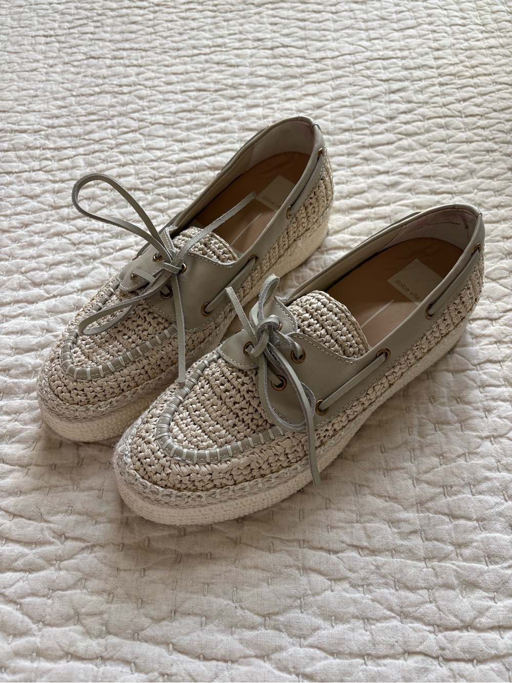 Dolce Vita Cream Woven Espadrille Platform Loafers
